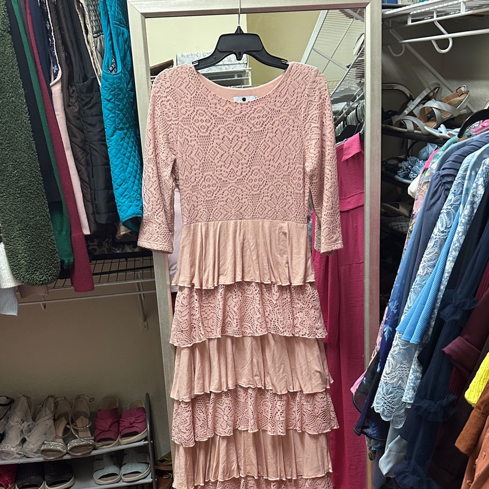 Dainty Jewells Blush Lace Tiered Dress